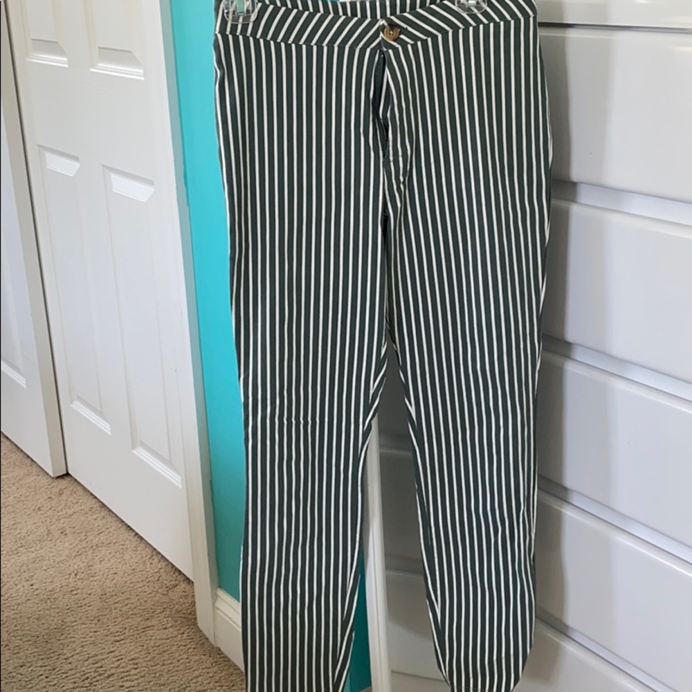 PacSun green and white stripped pants!